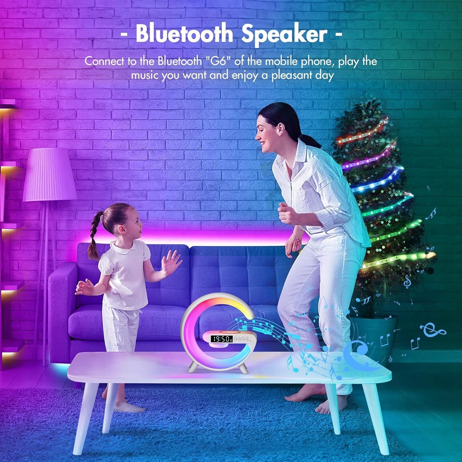 LED Smart G Lamp Intelligent Wireless Charger Bluetooth Speaker G Shape Lamp photo 5