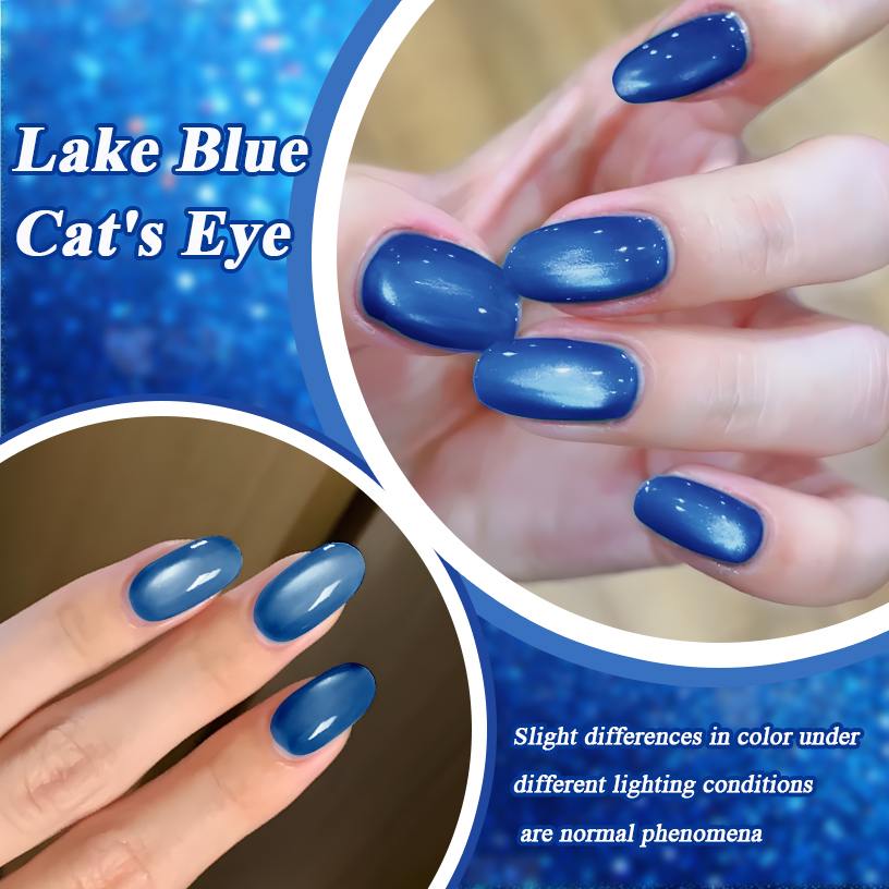 MS RAINBOW Lake Blue Cat Eye Gel Polish 02, Blue Magnetic Nail Gel, 8ml Soak Off UV LED Nail Art Gel photo 1