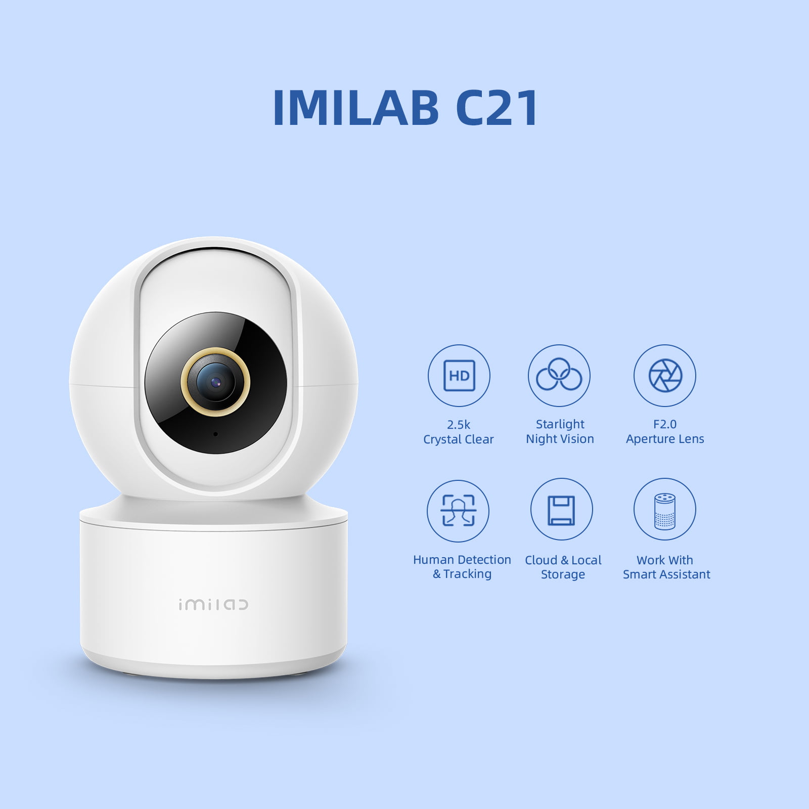 IMILAB C21 2.5K Surveillance Camera Vedio Wifi IP Smart Indoor Home Security Baby Monitor 360view Starlight Night Vision Cam photo 1