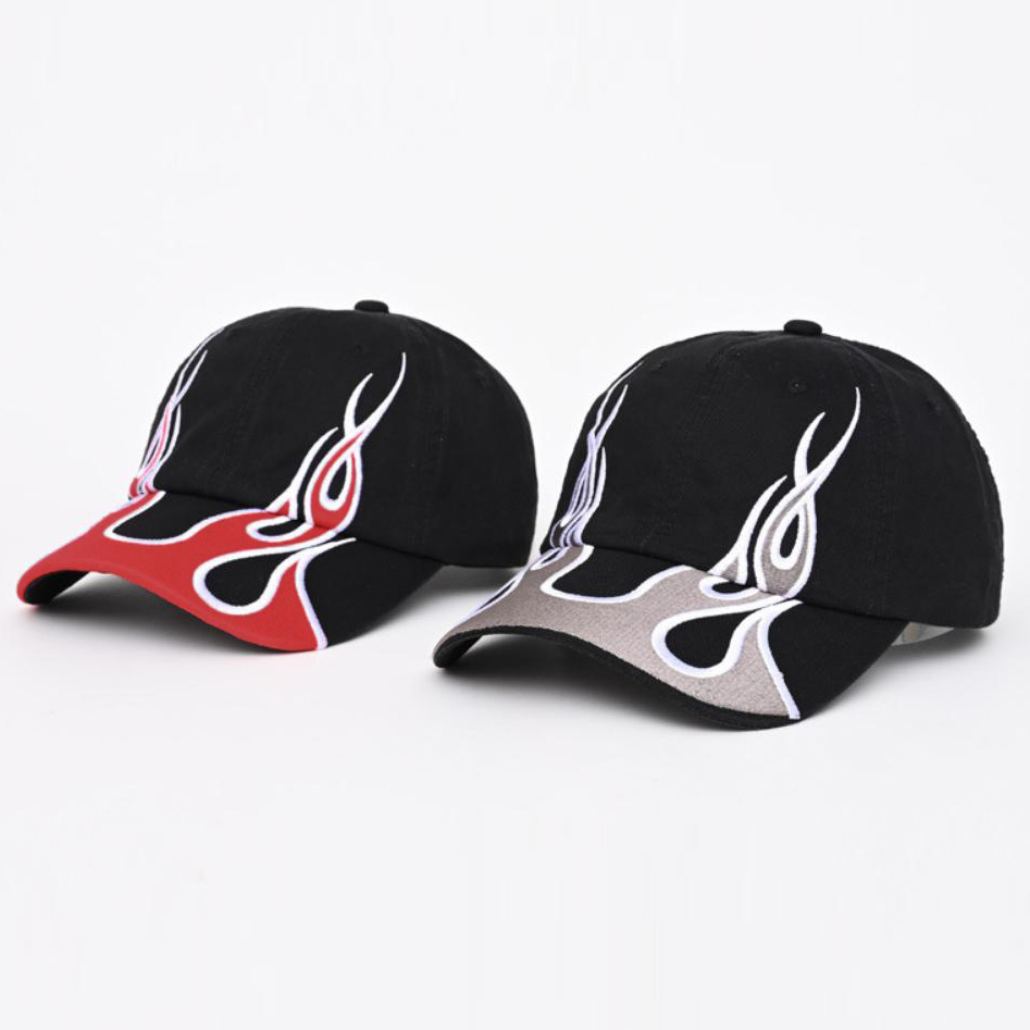 American-style Color-matched Flame Baseball Cap, Retro Washed Soft Top Baseball Cap, Men's And Women's Street Fashion Casual Hat photo 1