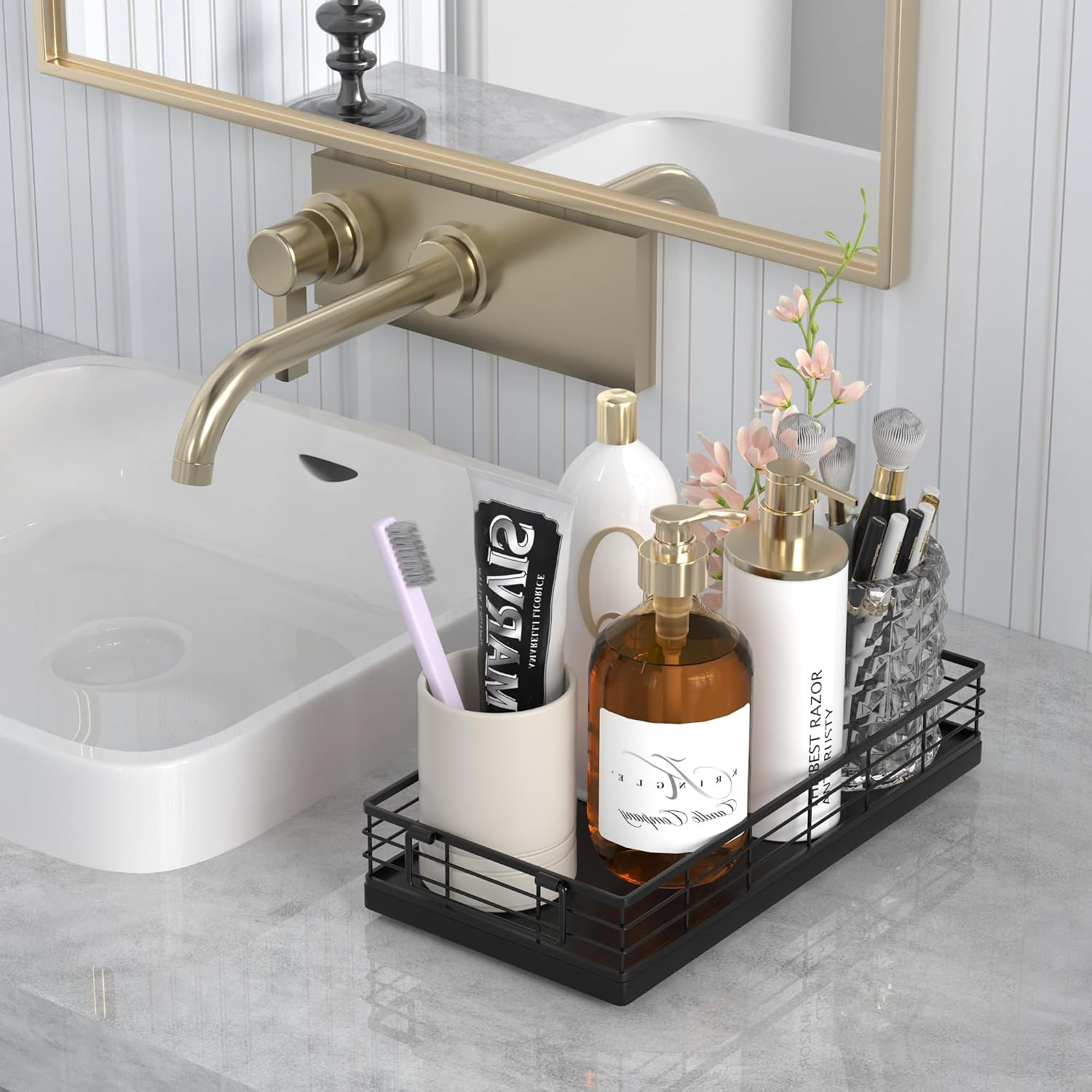 Toilet Paper Basket, 13 Inch Bathroom Toilet Tank Basket With Handles Black photo 5