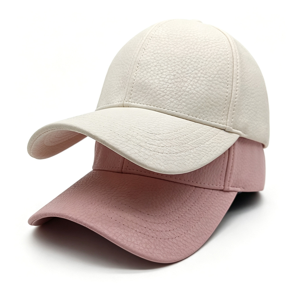Spring And Autumn Glossy Lychee-patterned PU Leather Baseball Cap, Simple And Stylish, Versatile And Durable. Hard-top Baseball Cap With A Brim, Suitable For Casual Wear And Versatile Applications photo 4