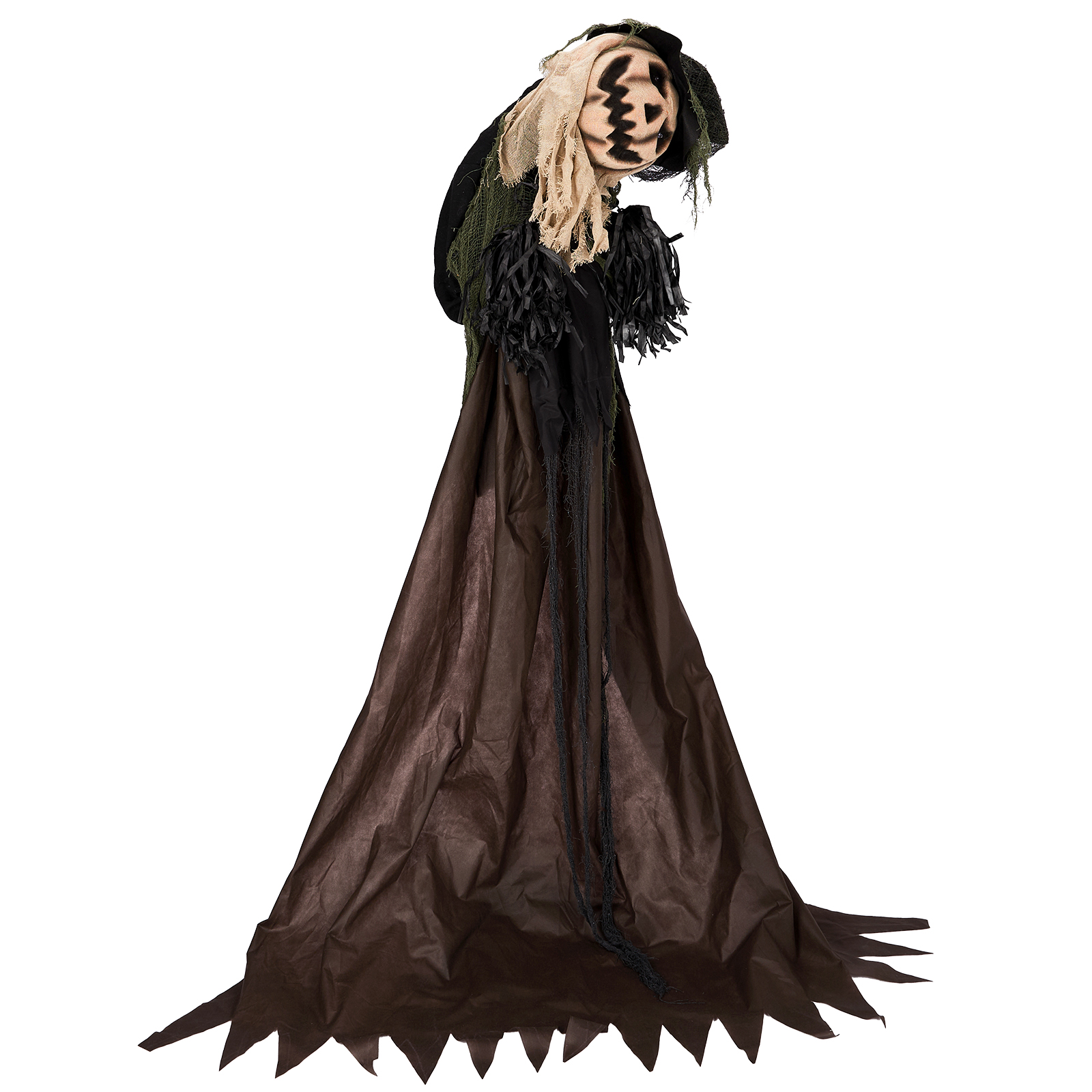 5.7ft Halloween Decorations Outdoor Life Size Animatronics Wizard With Pumpkin Face,Sound-Actived Party Decor With Creepy Sound ,Scary Haunted House Props For Garden Yard Lawn photo 7