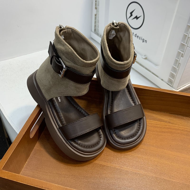 2026 Summer New European Style Girls Roman Sandals, Fashion Kids High Top Sandal Boots With Belt Buckle & Back Zipper Ankle Boots photo 3