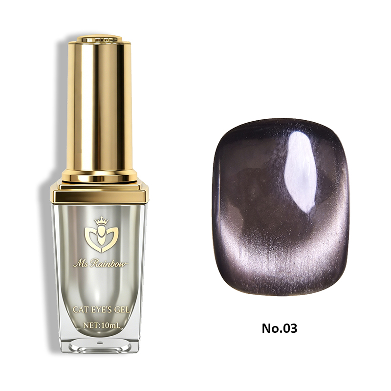 Ms. Rainbow Starry Series Glass Bead Cat Eye Nail Gel Polish, Temperament Silvery Gray Magnetic LED Gel, Long-Lasting Soak-Off Shimmer Nail Varnish 10Ml, Nail Salon Manicure photo 2