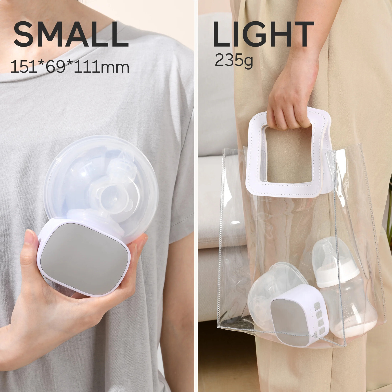 S9 Breast 2pcs Double Wearable Hands-Free Electric Breastfeeding Grey 24mm photo 1