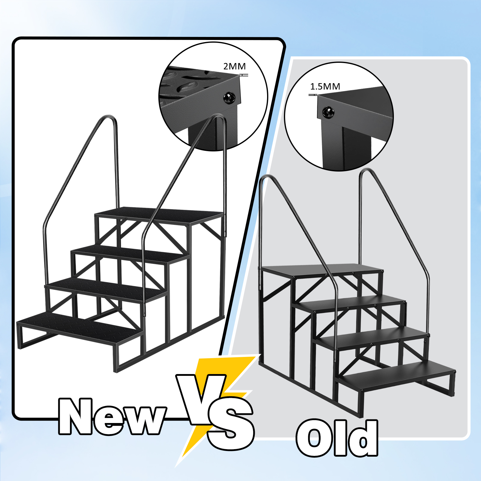 4-level Ladder With Handrails, Two Handrails -TEMU Can Only Be Picked Up-Shipped From Non EBay Certified Warehouse photo 4