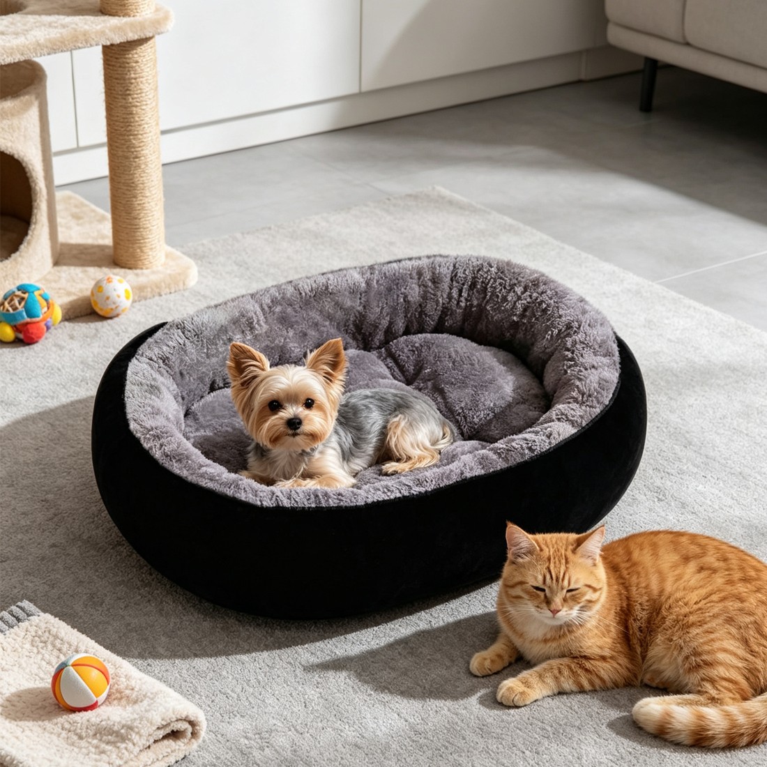 Dog Bed Cat Beds Soft Washable Fleece Puppy Cushion Warm Pet Basket Large Dog UK photo 8