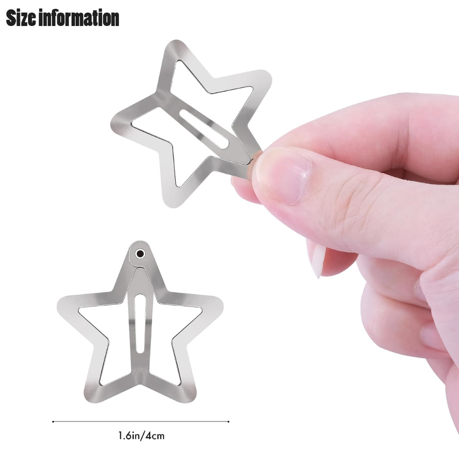 15PCS Star Hair Clips, Y2K 2000s Snap Hair Barrettes, Non-Slip Silver Metal Star Hair Accessories For Girls & Women photo 3