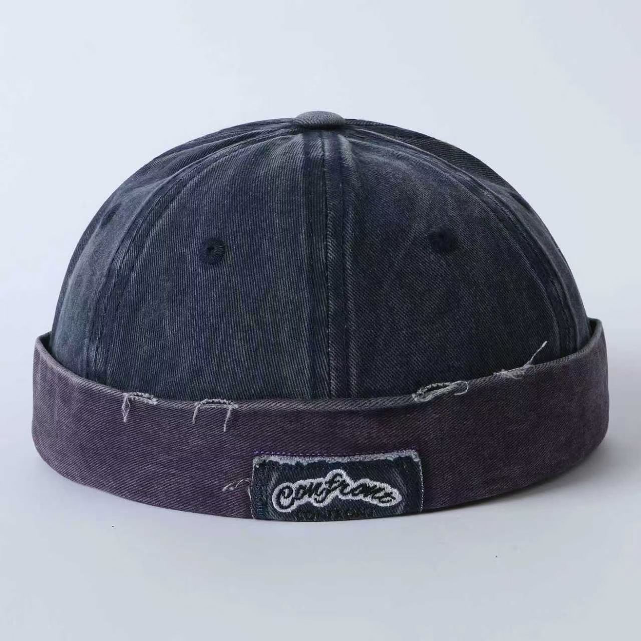 American-style Retro Distressed Washed Vegetable-pulp Hat With Appliqued Letters, Hip-hop Style, No-brim Hat, Trendy Vintage Owner's Hat photo 2