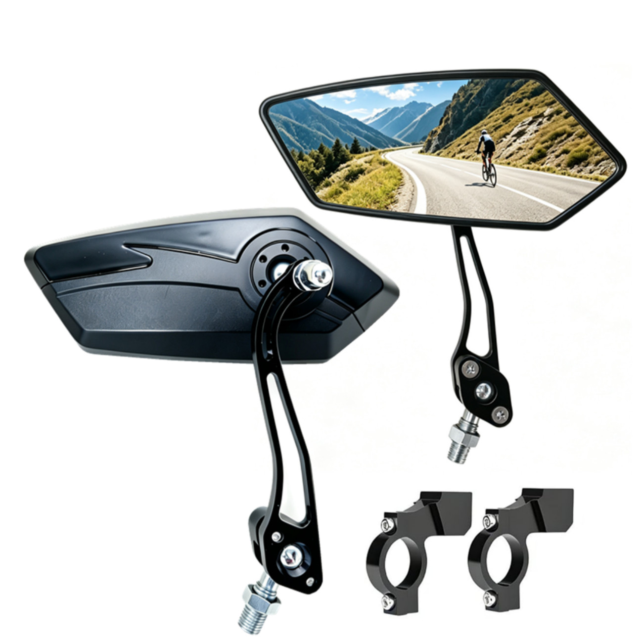 Bike Mirror Rear View Mirror HD Convex Mirror For Bicycle, E-bike, Scooter, 360-degree Rotatable photo 8
