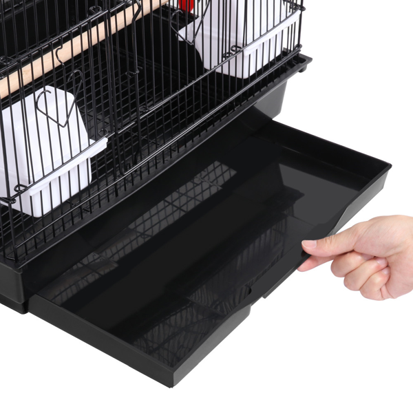 39inch H Metal Bird Cage Large Roof Top Huge House For Small Birds, Black photo 3