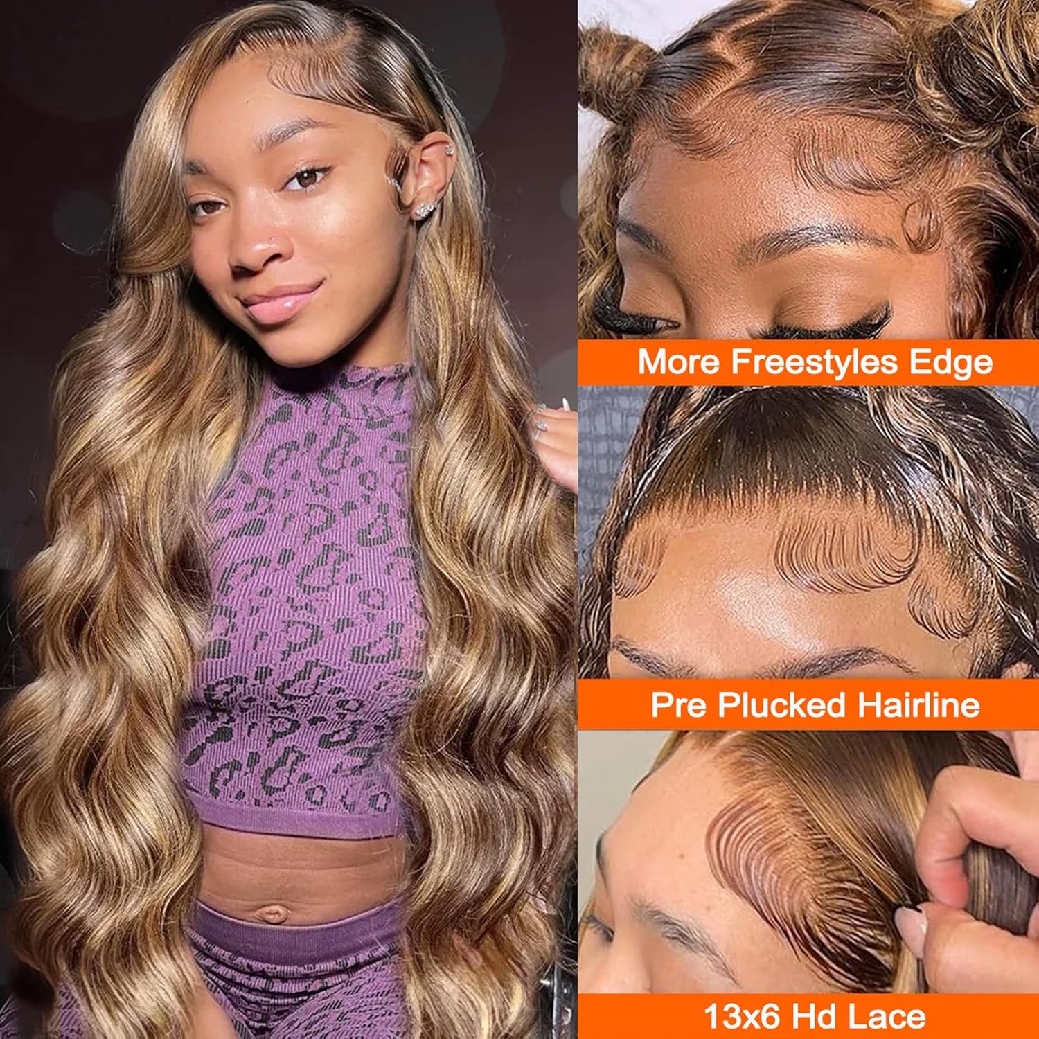 13x6 Lace Front Human Hair Wig P4 27 Body Wave, Density photo 4