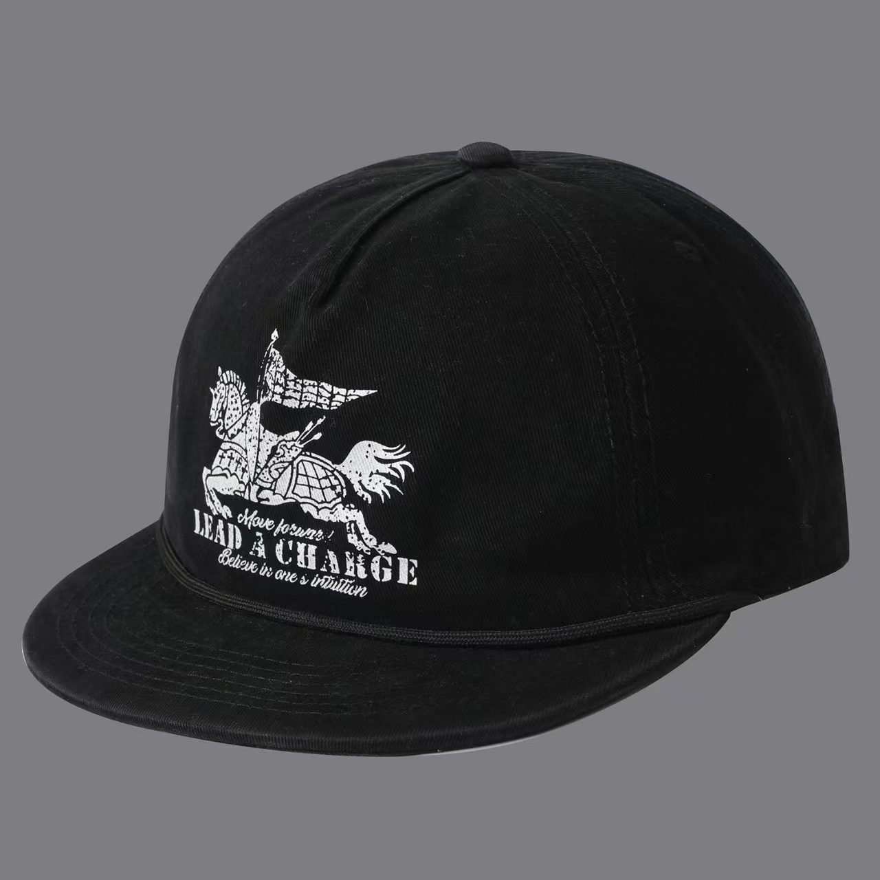 Printed Warhorse Flag With Lettered Band And Flat Brim Baseball Cap, Men's And Women's Versions, Suitable For Casual, Sports And Travel Wear. photo 3