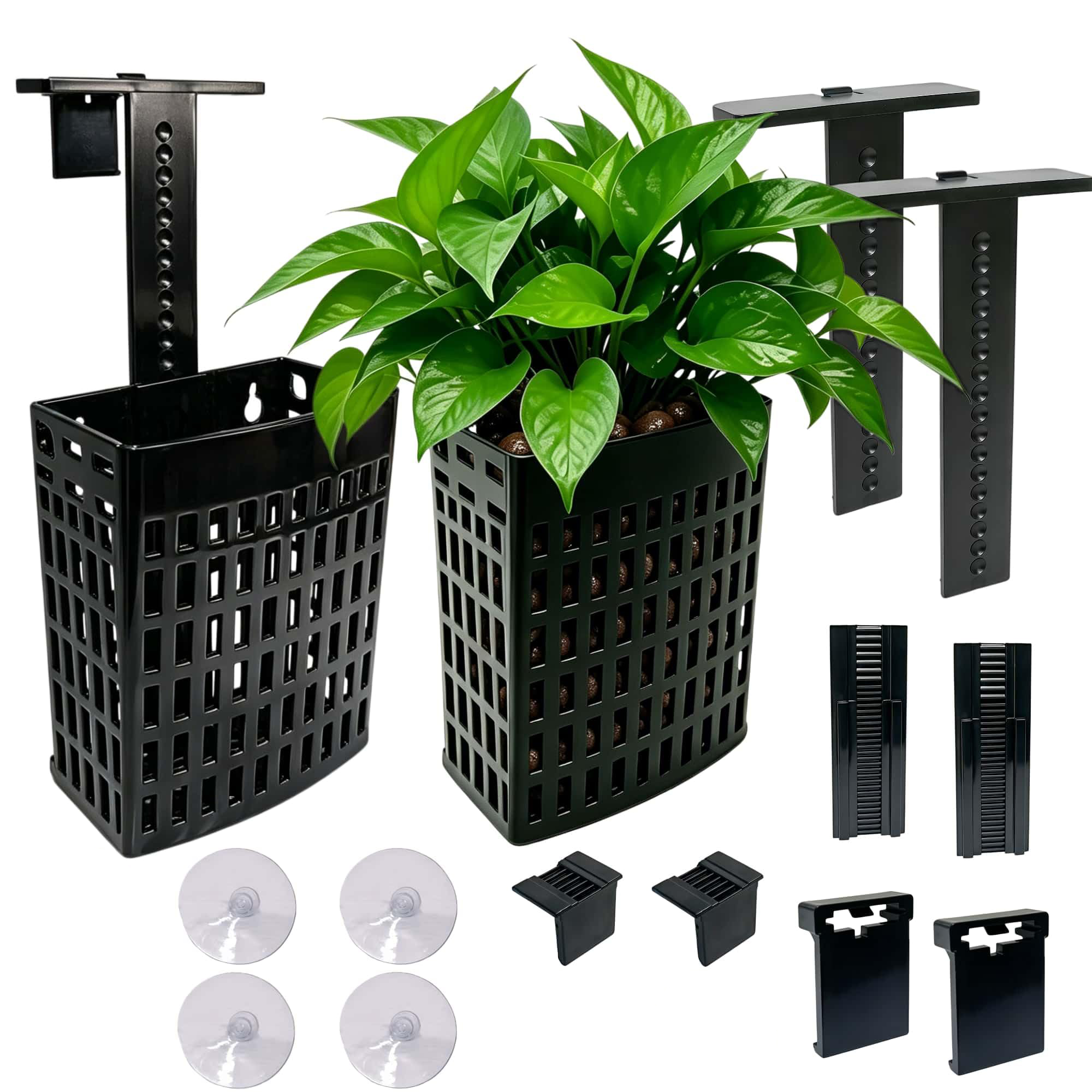 2 Pack Upgraded Aquarium Plant Holder, Adjustable Width And Height Hook Fish Tank Plant Holder With Suction Cup For Aquascape Decor photo 1