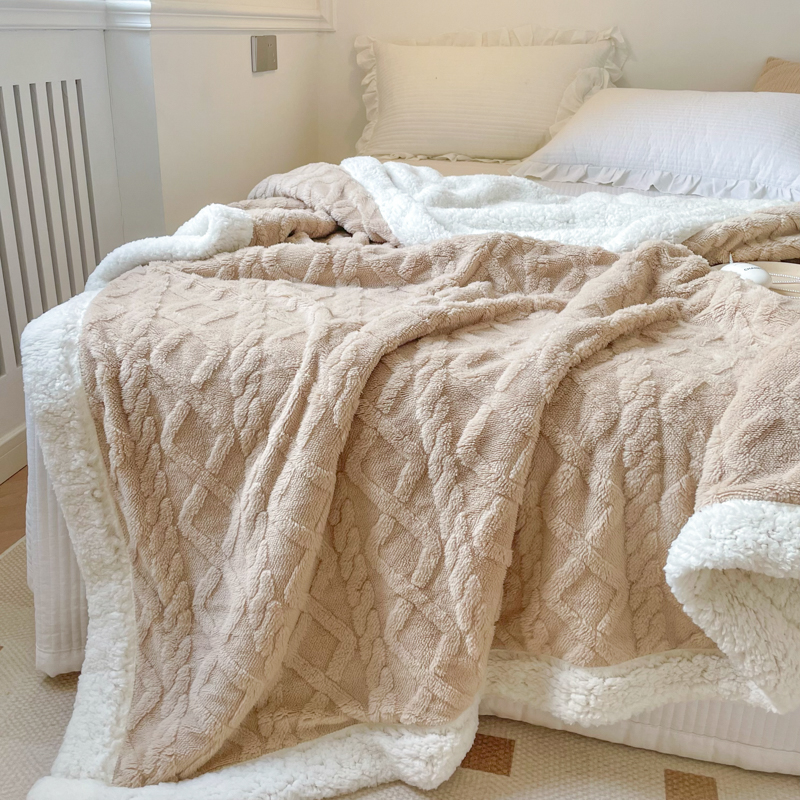 1PC Reversible Sherpa Throw Blanket, Textured Plush Warm Blanket For Sofa Couch Bedroom photo 1