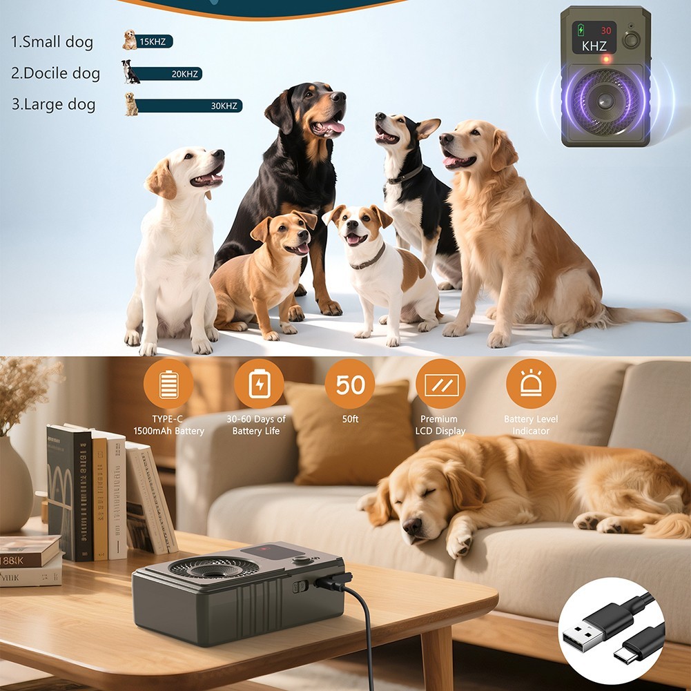 Waterproof Ultrasonic Anti Bark Device USB Rechargeable 50ft Range Dog Deterrent photo 5