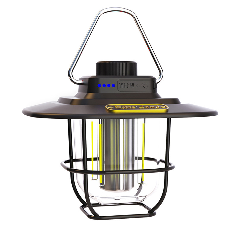 Vintage Outdoor Camping Lantern, Portable Kerosene Lamp Style Light, Smart Rechargeable Handheld Lamp, LED Tent Light photo 4