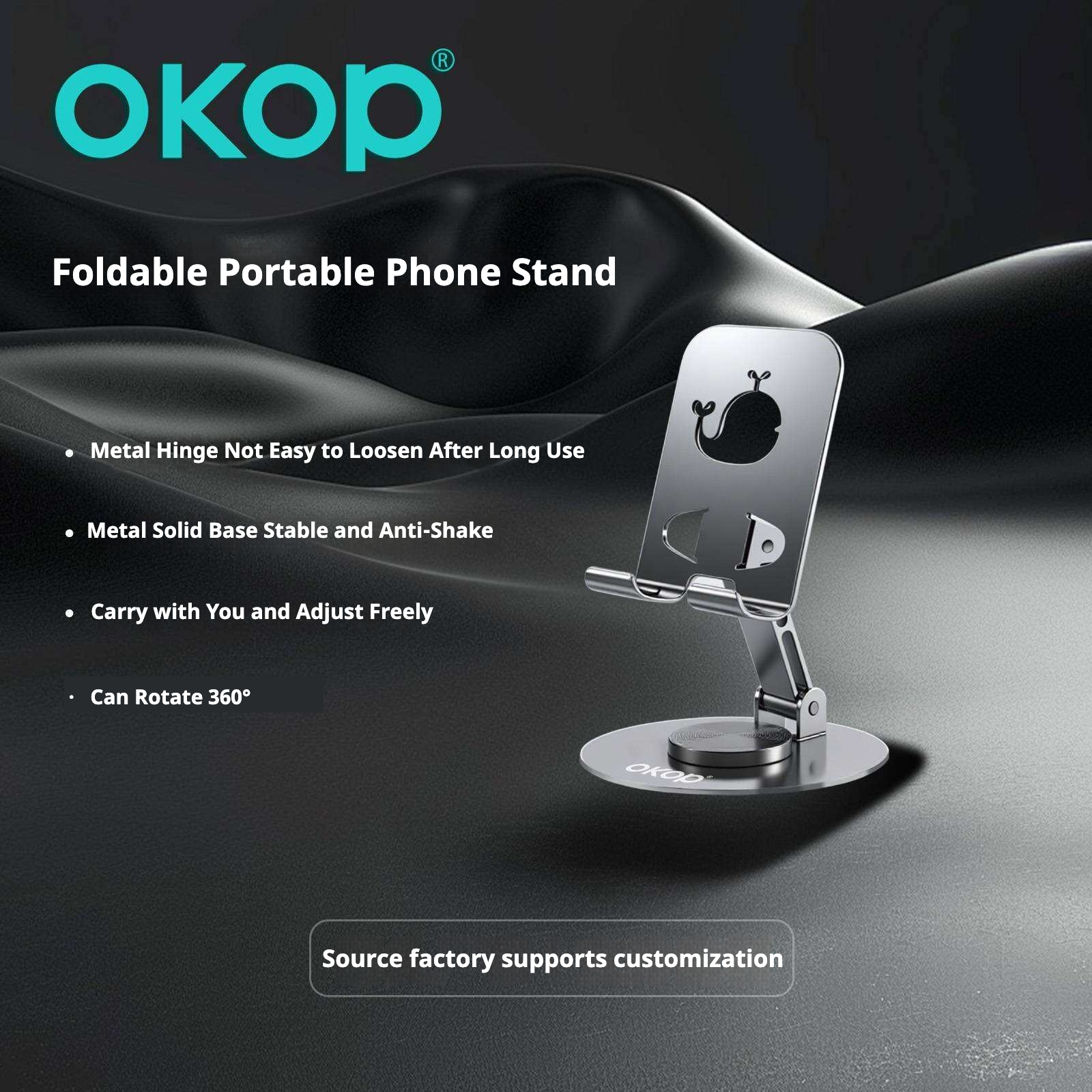 KP-934 Metal Desktop Phone Tablet Stand Adjustable Foldable Rotatable Ideal For Streaming Live Broadcasting And Filming In Stock photo 2