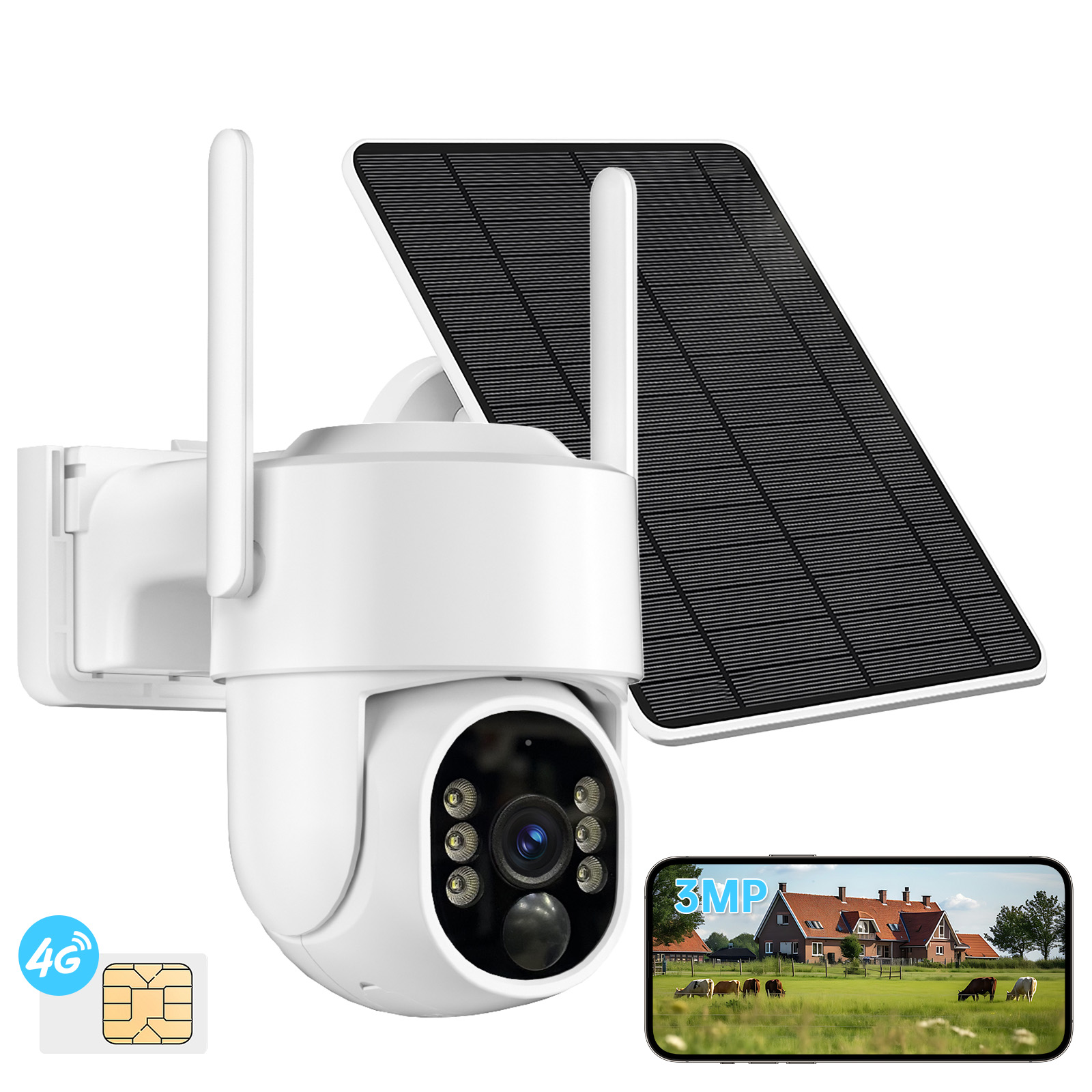 4G Rechargeable Battery PTZ CAMERA With 64GB Memory Card 4MP Dome Solar Camera CCTV Security 360 Degree Ip PTZ Camera photo 1