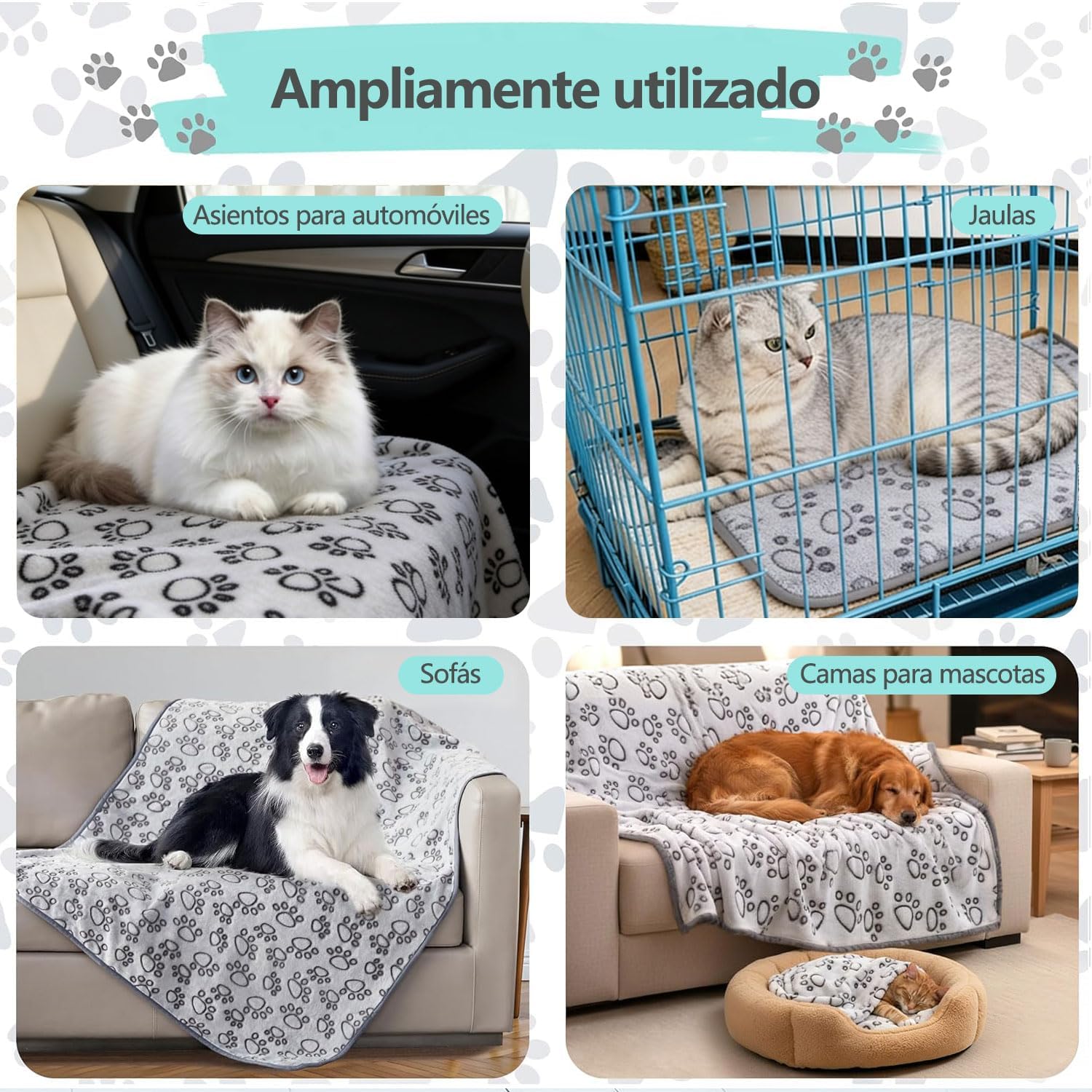 3 PackPet Blanket, Soft Plush Paw Print Dog Blanket Washable, Warm Fleece Cat Blanket For Large Medium Dogs, Sofa Couch Bed Cage Protector,23 X 16 In,30 X 20 In,41 X 31 In,47.2 X 39.3 In photo 3