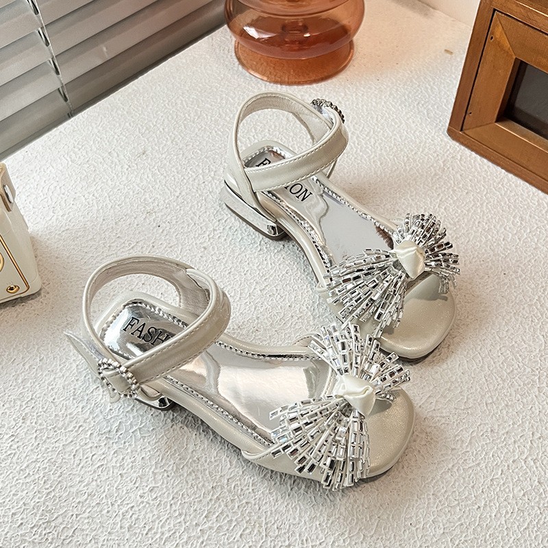 2026 Spring New Girls High Heel Sandals, One Strap Buckle Thick Block Heel Elegant Dress Sandals For Little Girls photo 3