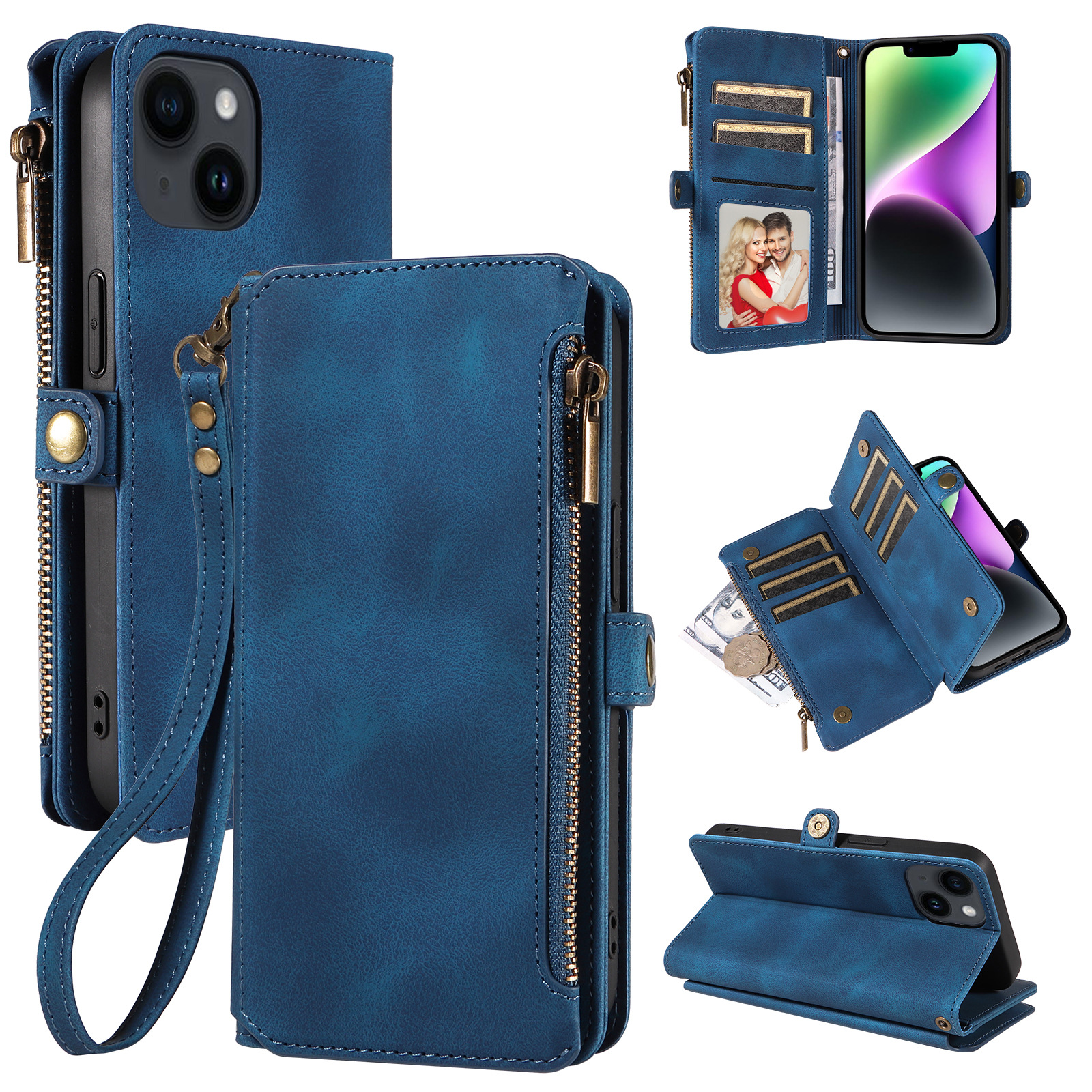 Wallet Flip Zipper Phone Leather Case photo 2