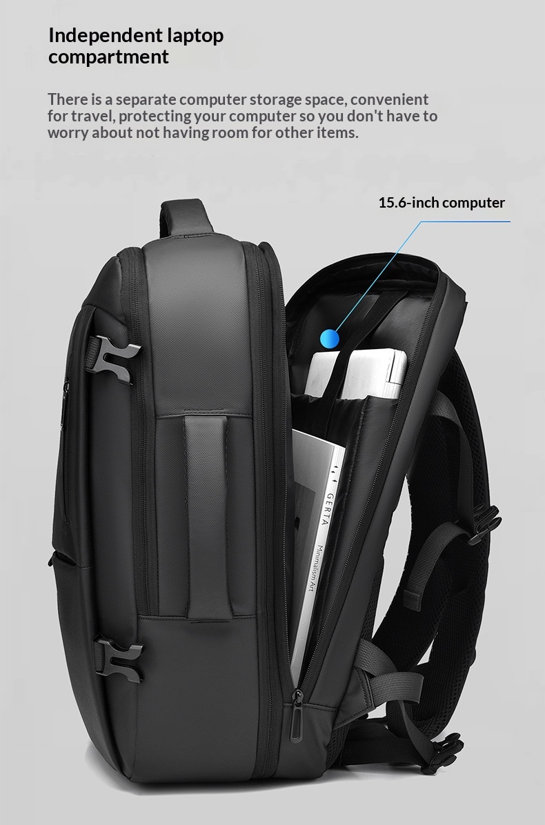 Minimally Designed Men's Business Backpack With A High-end Feel For Business Trips, Large Capacity Travel Backpack, Computer Bag, Backpack - Black photo 7