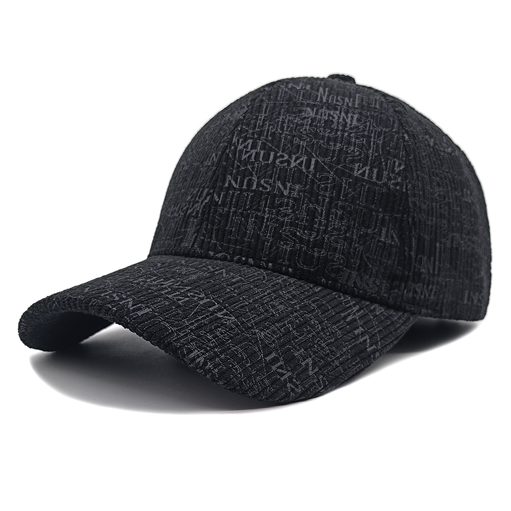 Spring And Autumn British Style Retro Full-Print Lettered Baseball Cap, Corduroy Multi-Purpose Casual Hat For Street Wear, Fashionable And Comfortable Leisure Hat photo 2