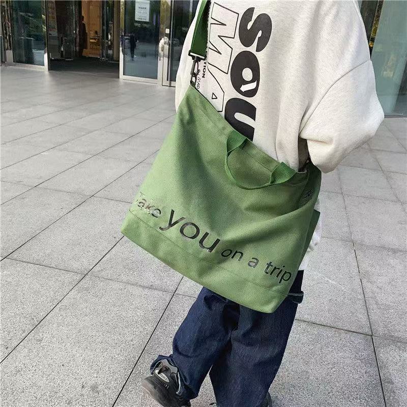 Retro Canvas Bag Luggage Travel Bag Oversized Capacity Canvas Storage Bag Portable Business Handbag - Green photo 7