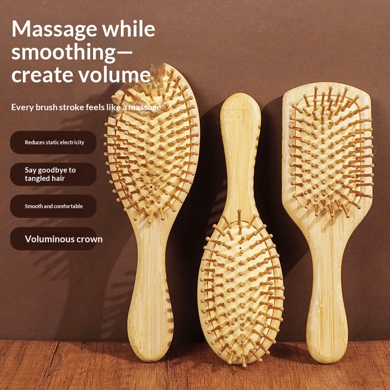 Manufacturer Wholesale Bamboo Air Cushion Comb Scalp Massage Health Care Air Bag Comb Home Daily Use Smooth Hair Straight Hair Large Board Comb photo 1