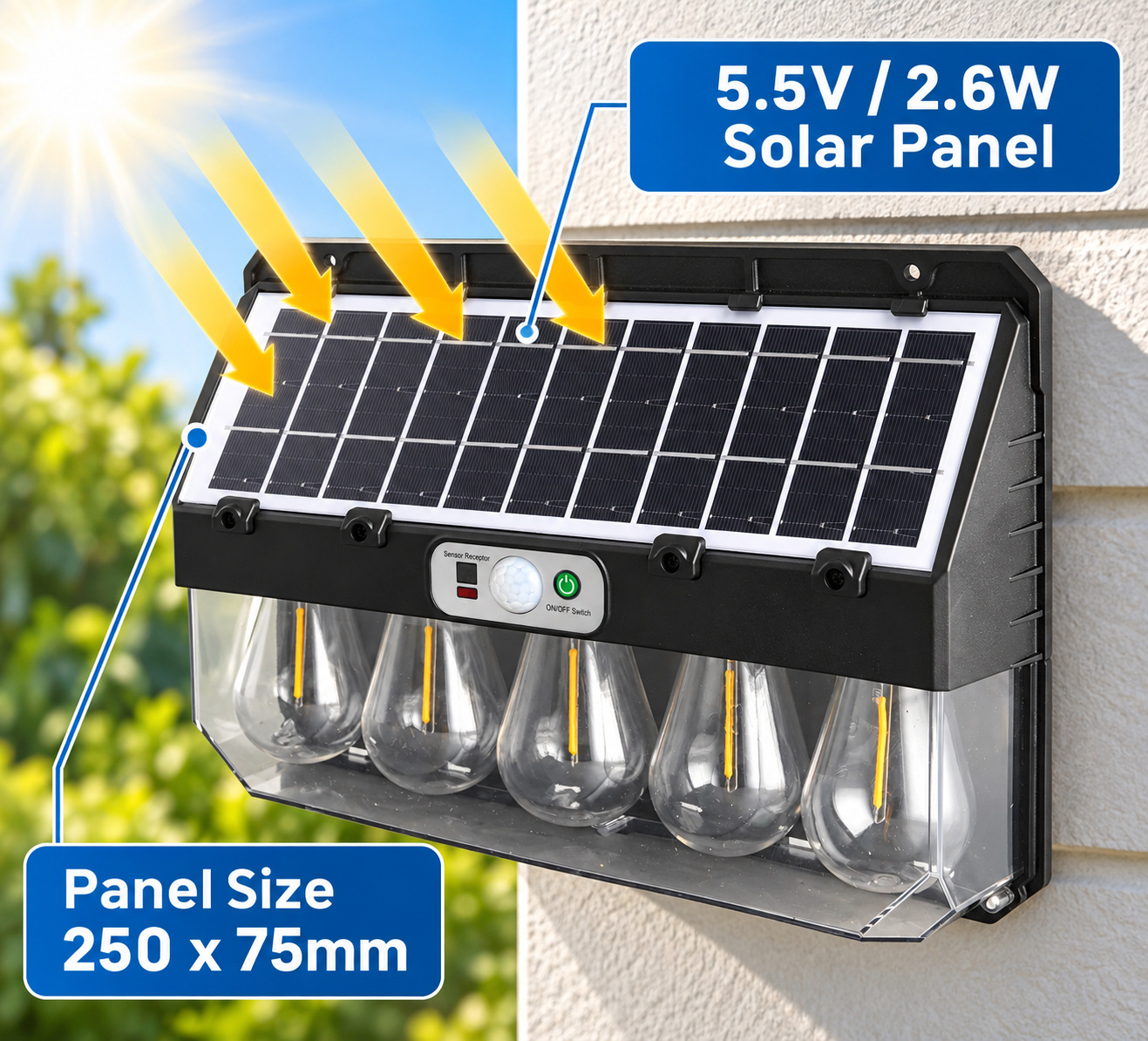 Solar Powered Rechargeable Motion Sensor LED Work Light 4800mAh For Auto W7116 5 Battery Street photo 2