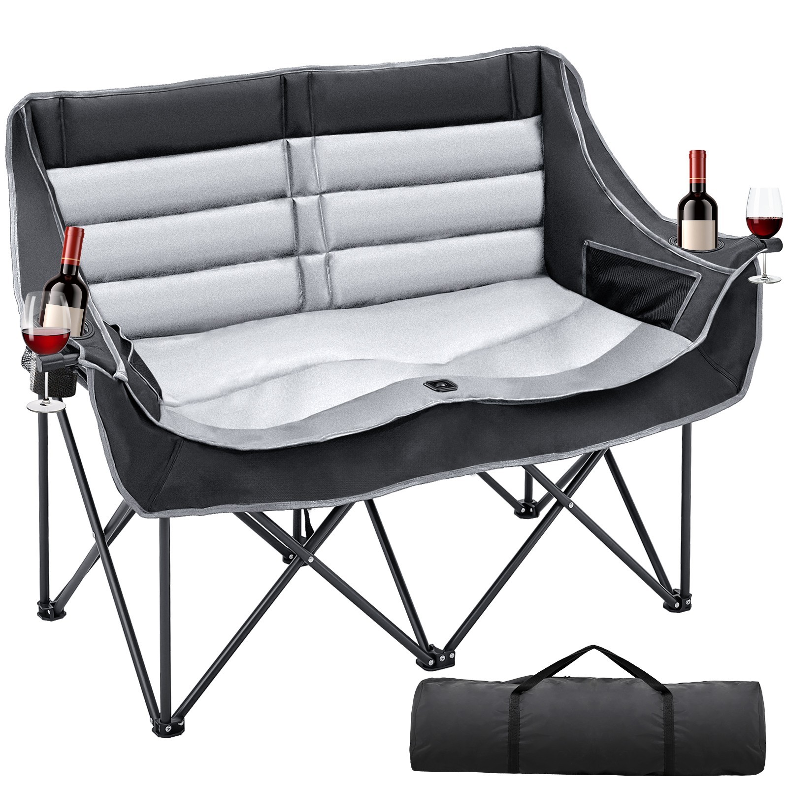 Double Camping Chair, Folding 2 Person Camping Chair Loveseat With Cup Holder photo 2