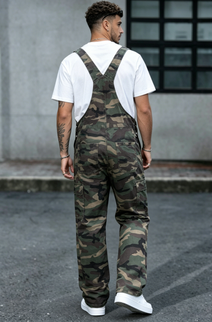 Camo Overalls Men Big And Tall Plus Size Loose Fit Cargo Workwear Bib Overalls US Ready Stock photo 3