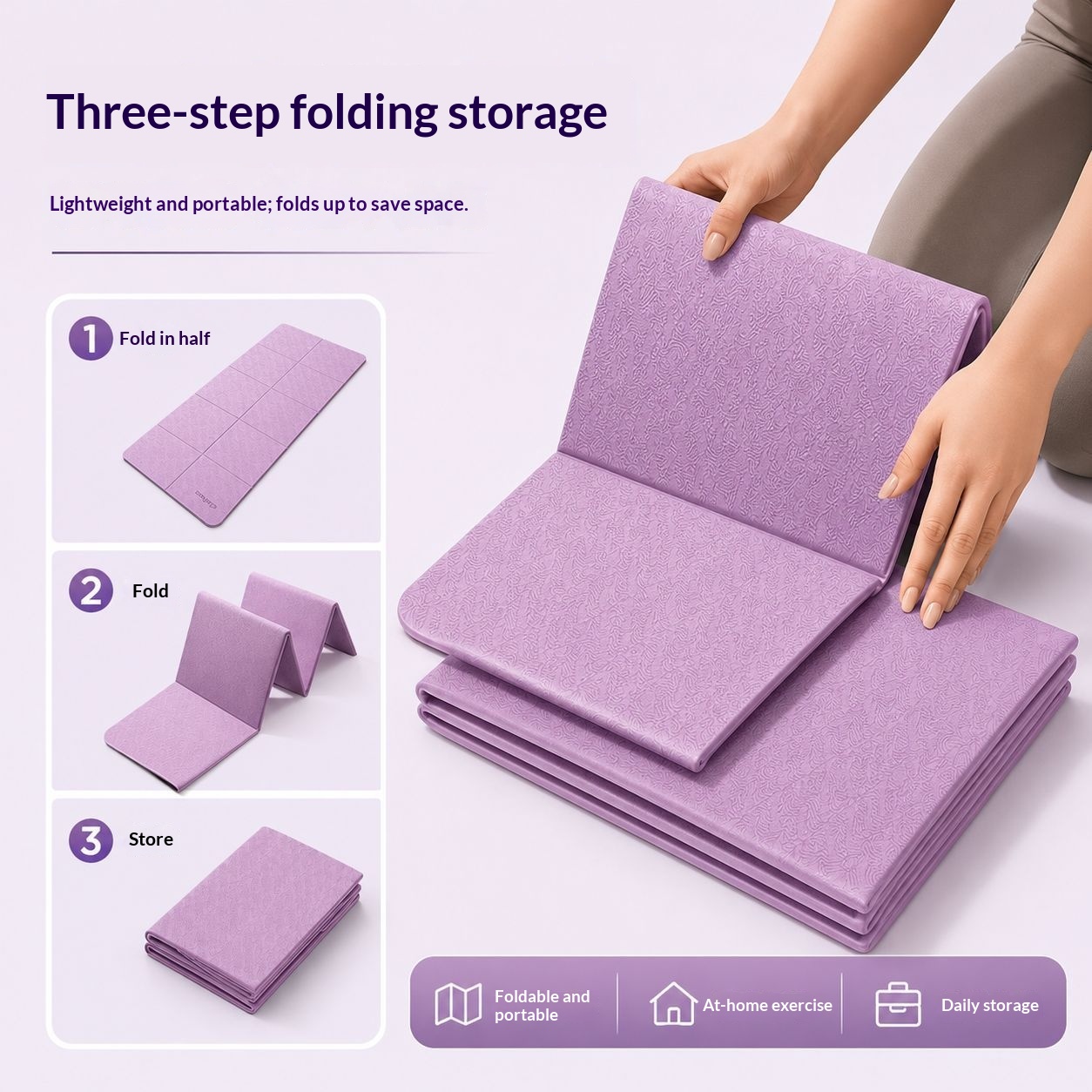 Foldable Yoga Mat, Portable, Non-Slip, Home Fitness Mat, Shock-Absorbing, Silent, Student Dormitory, Can Be Used For Sleeping, Thickened Mat photo 1