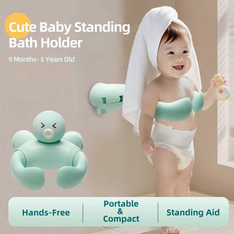 MiniJones Baby Bath Stand Suction Cup Wall-Mounted Adjustable Width Portable Standing Shower Holder photo 1