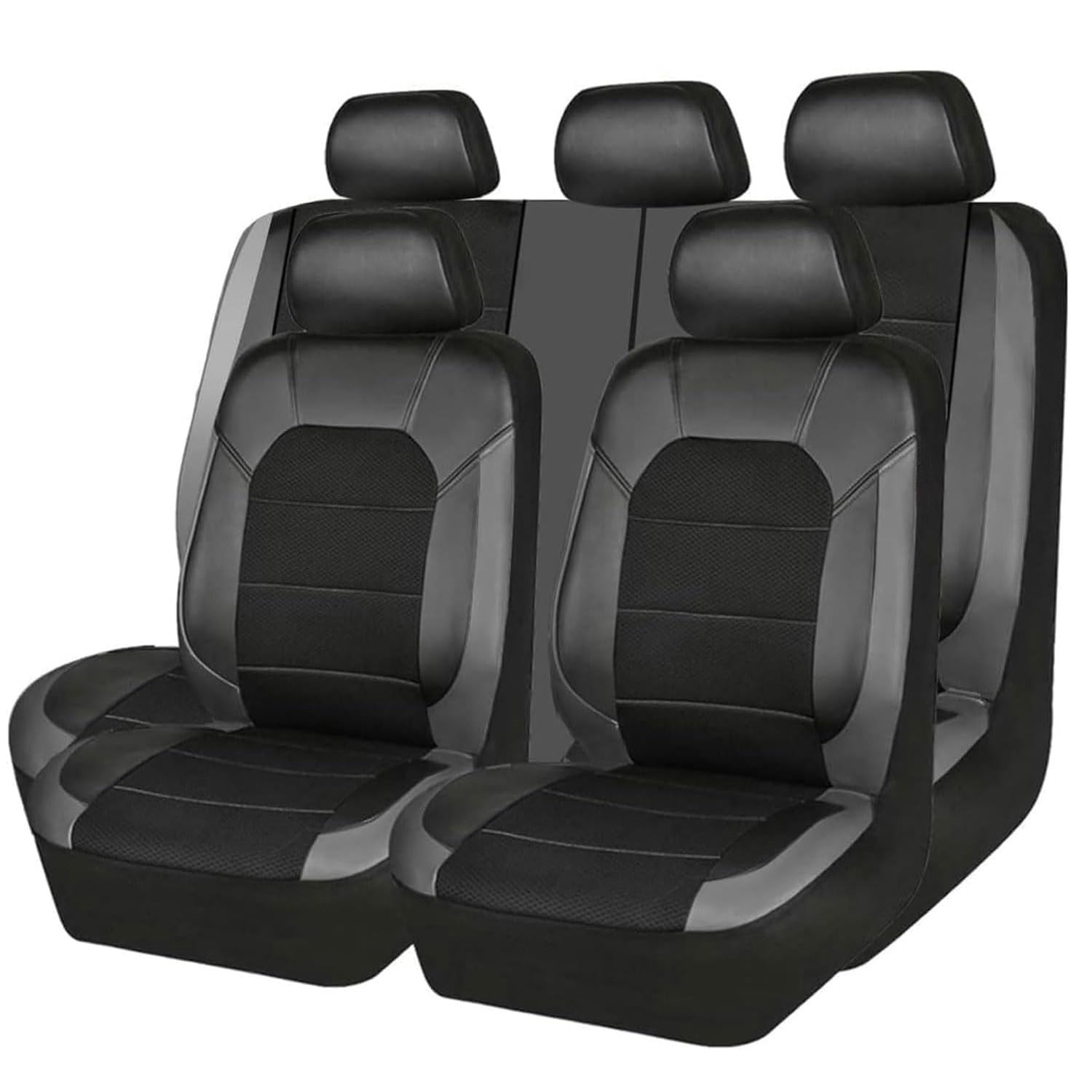 5-Seat Car Seat Cover, Single-Stitch Diamond Pattern, Quilted And Embroidered, Synthetic Leather, PVC Leather, Exported To Europe And America photo 3