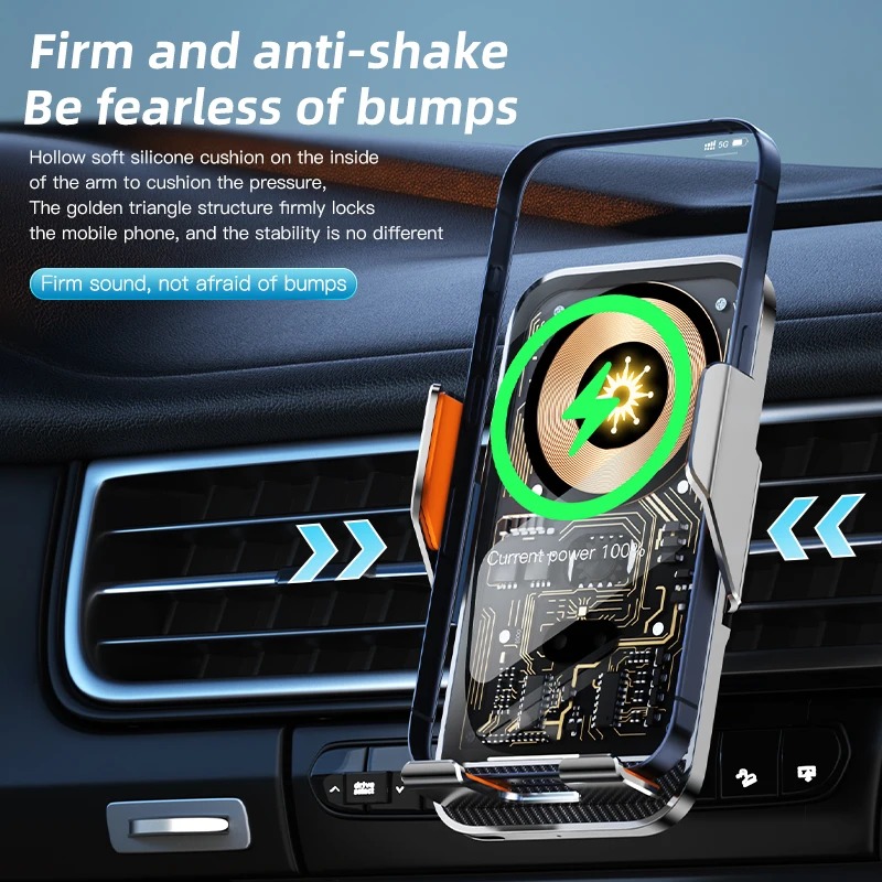 Universal Car Mount With Wireless Charging Function For Mobile Phones, Transparent Air Vent Mount For Vehicle Navigation And Smartphones photo 1