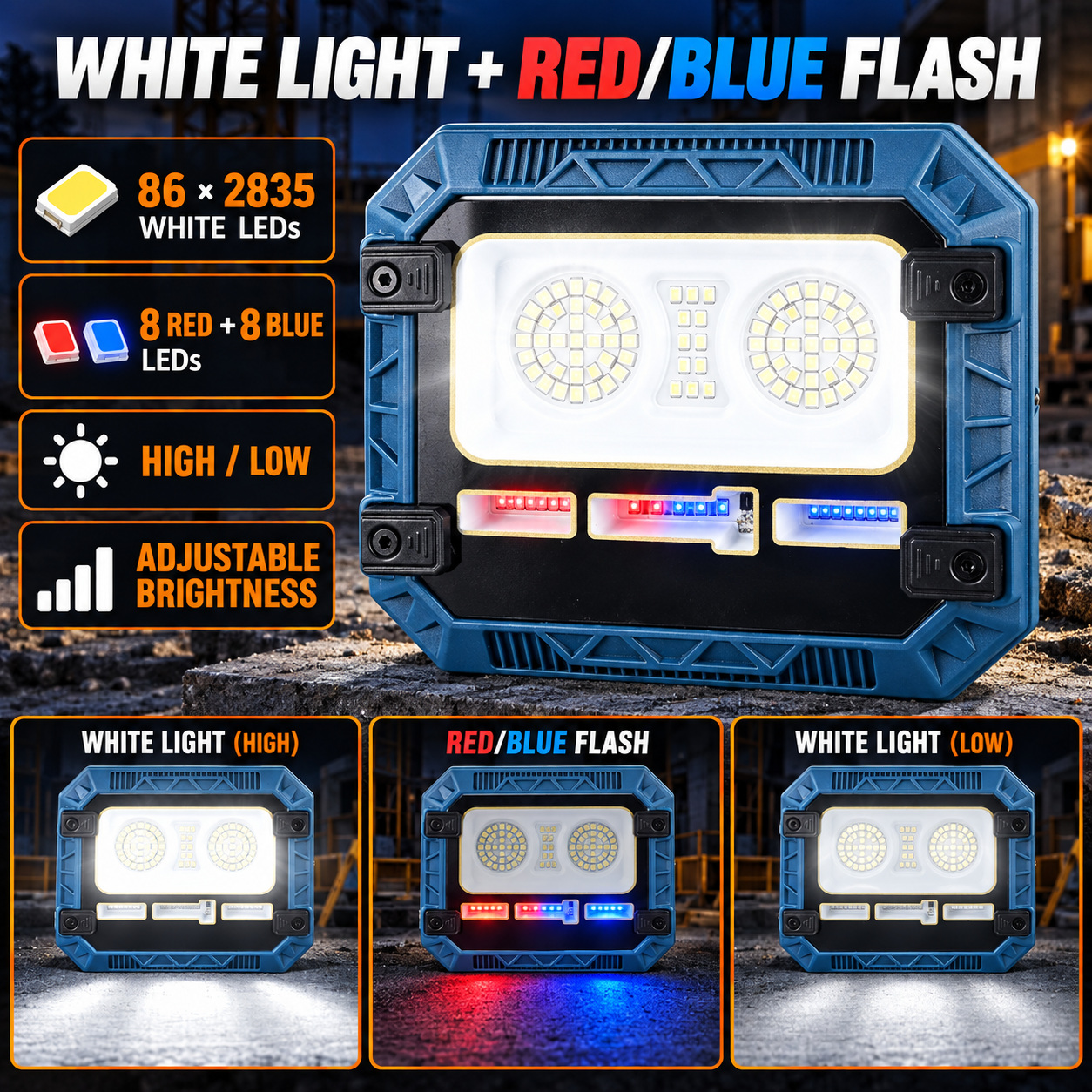 Solar Powered Rechargeable Battery Display 18650 W8115 1 3600mAh LED Flood Light 86 3 1W photo 8