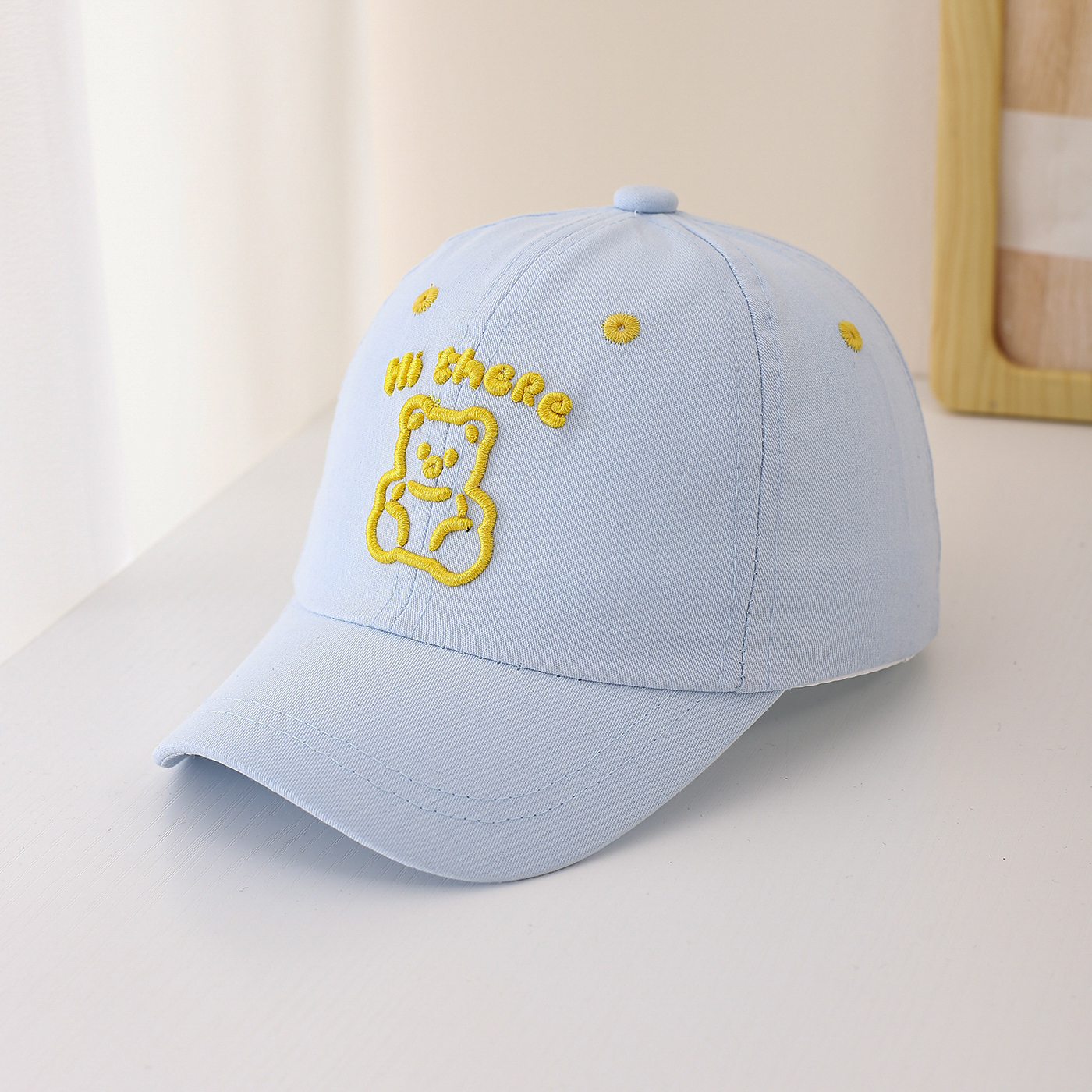 Children's Single-color Cartoon Teddy Bear Letter Embroidery Adjustable Fashionable And Simple Baseball Cap, Suitable For Traveling And Shopping Outside. photo 3