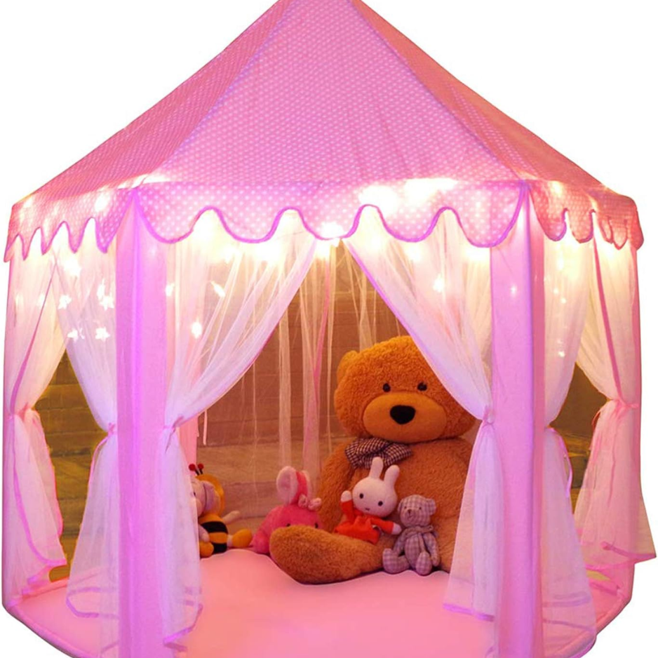 Princess Tent Girls Large Playhouse Kids Castle Play Tent With Star Lights Toy For Children Indoor And Outdoor Games, 55 X 53 In photo 1