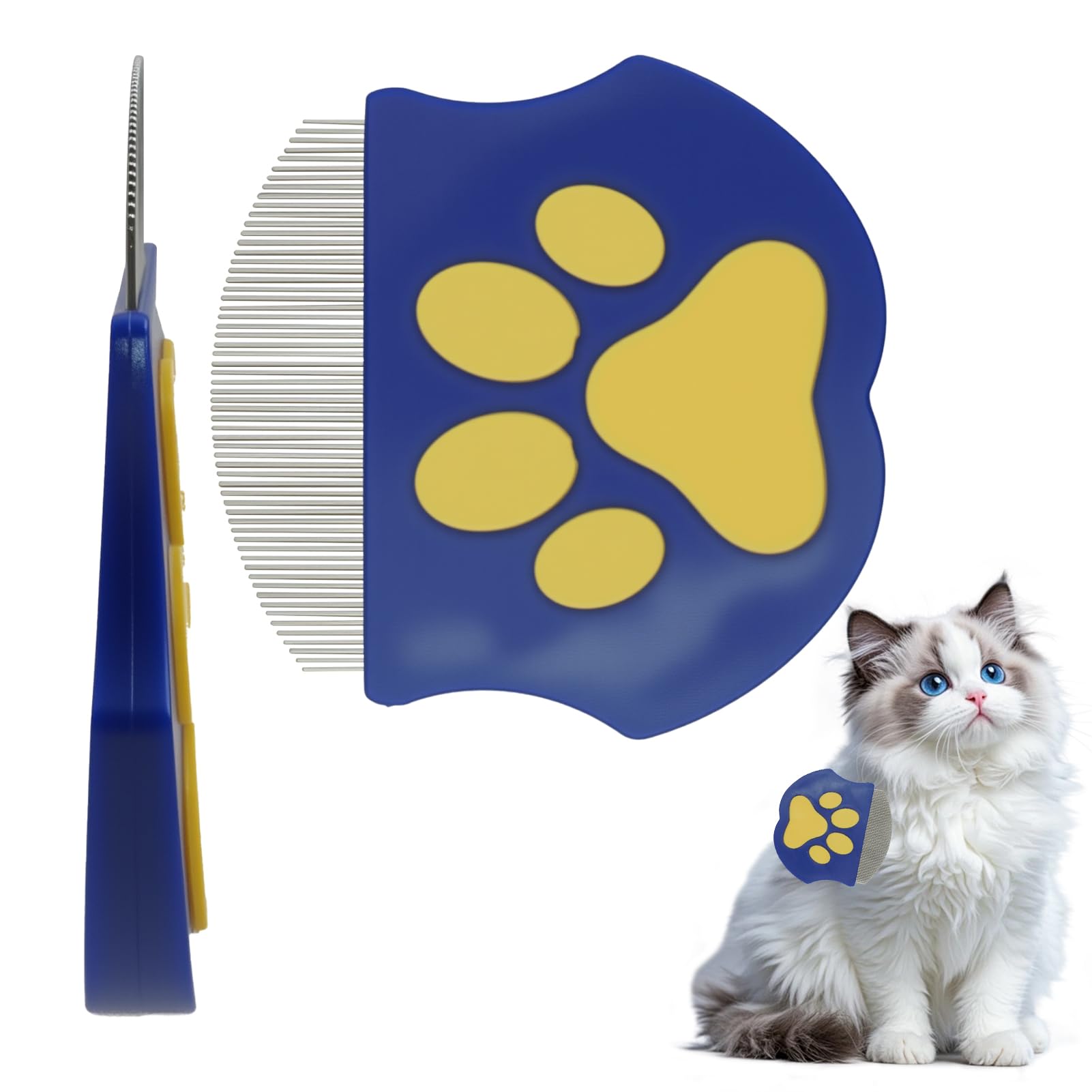 Professional Eye Comb For Cats & Dogs, Blue  Stainless Steel Dog Eye Booger Comb,Portable Eye Gunk Removal Grooming Tool For Fur Debris Dirt,Gentle Round-Head Grooming Tool photo 1