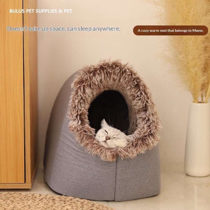Cat Bed, Thickened And Warm For Winter, Enclosed Pet Bed, Portable For Small Dogs, Amazon Cross-Border Pet Supplies photo 3