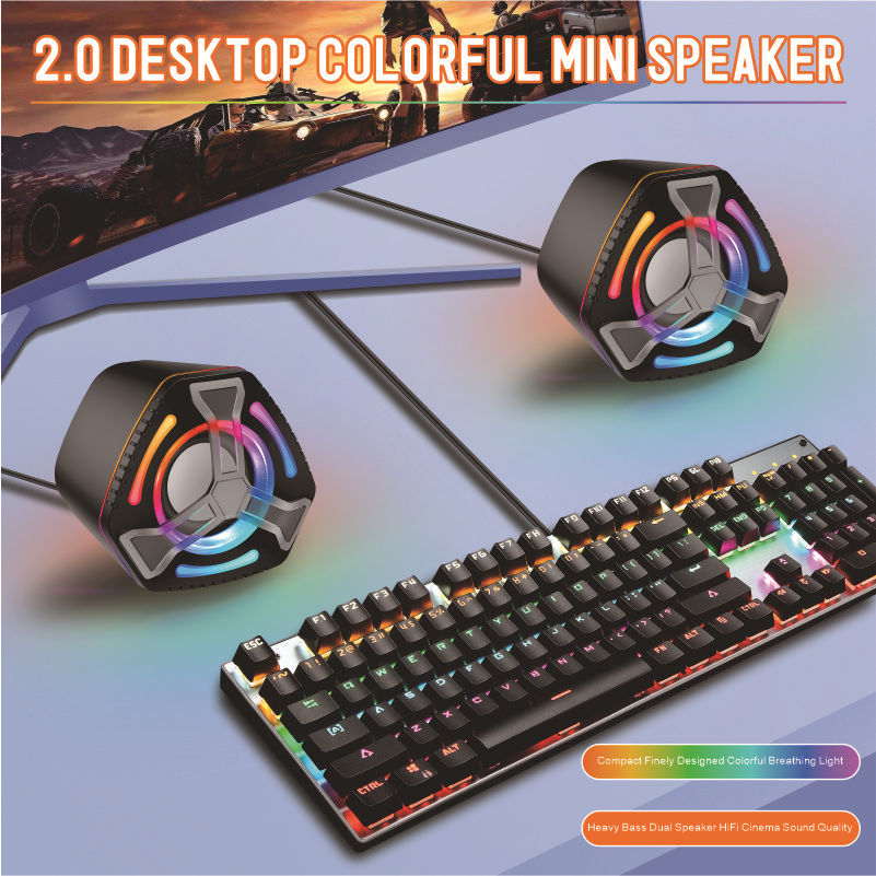 New Cross-border Usb Computer, Light Up, Small Speaker, Wired Notebook, Desktop, Heavy Subwoofer, RGB Speaker photo 3