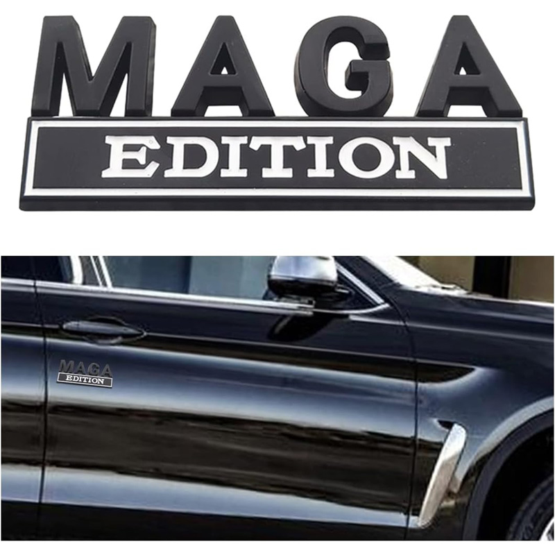 4pcs MAGA Edition Car  Metal Badge Sticker Truck Replacement, Suitable For General Motors SUV,Motorcycle, Bicycle Chrome Alloy photo 1