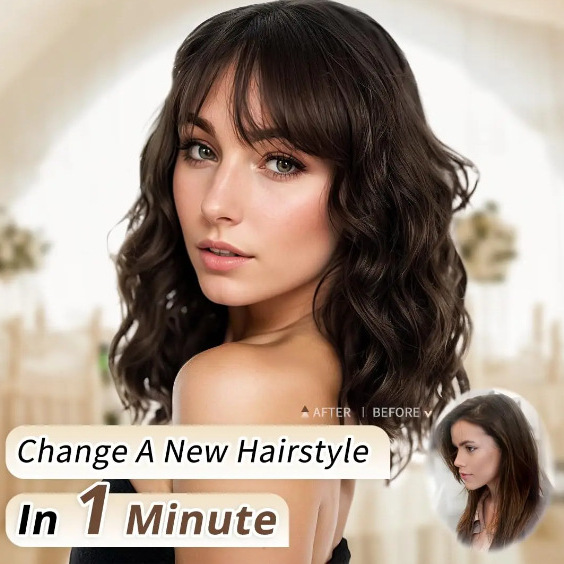 New European & American Style Women Wig, Medium Length Wavy Curly Hair With Bangs, Synthetic Wig, Factory Wholesale Dropshipping photo 4