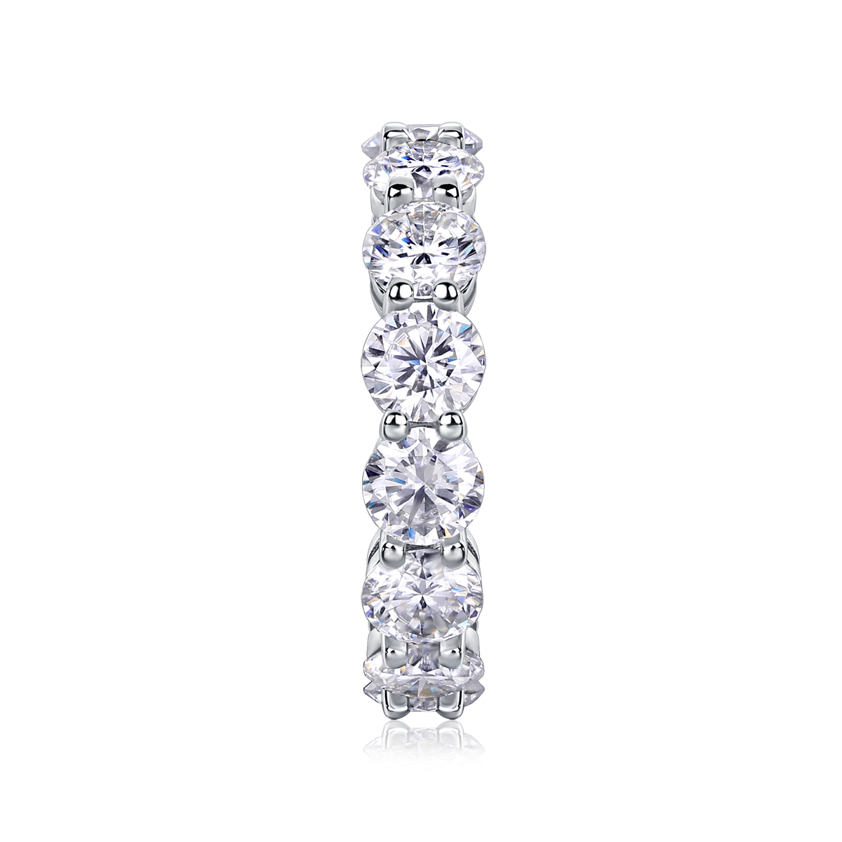 S925 Silver 3.5g Platinum Plated Moissanite Eternity Ring, 5.0mm 13pcs D VVS1 Band, GRA Certified US 5-9 photo 4