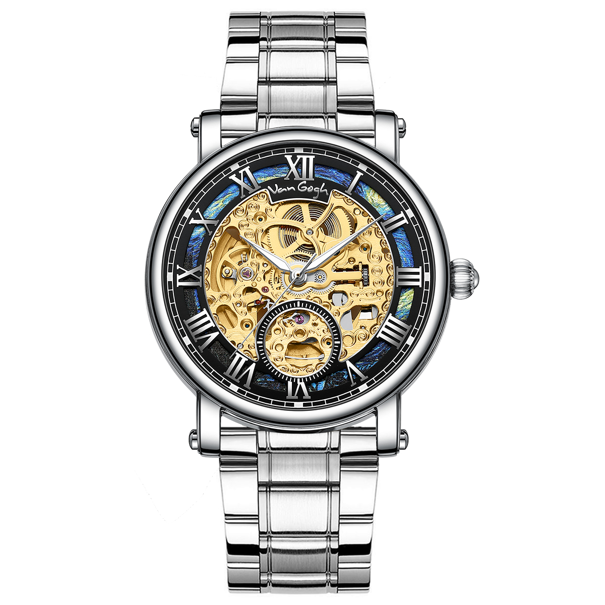 VAN GOGH Starry Night Series Blue Dial Skeleton Mechanical Movement Watch Daily Waterproof Starry Night photo 3