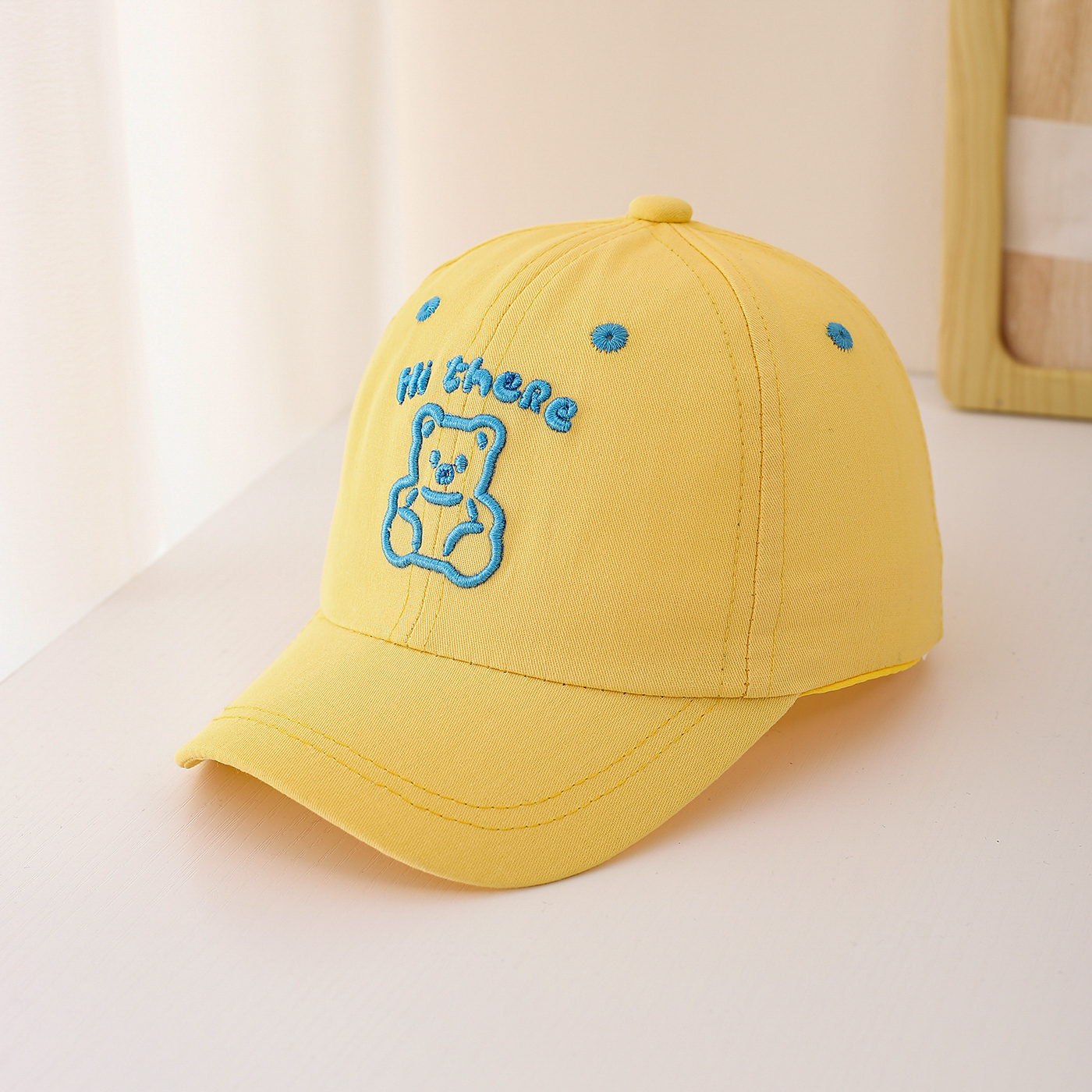 Children's Single-color Cartoon Teddy Bear Letter Embroidery Adjustable Fashionable And Simple Baseball Cap, Suitable For Traveling And Shopping Outside. photo 4
