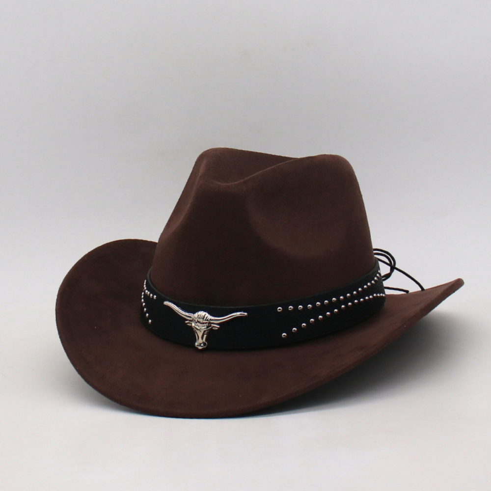Retro Western Cowboy Hat With Horn Decorative Buckles - Leather Cap For Parents And Children - Outdoor Prairie Photography Hat - Knight's Cap photo 3